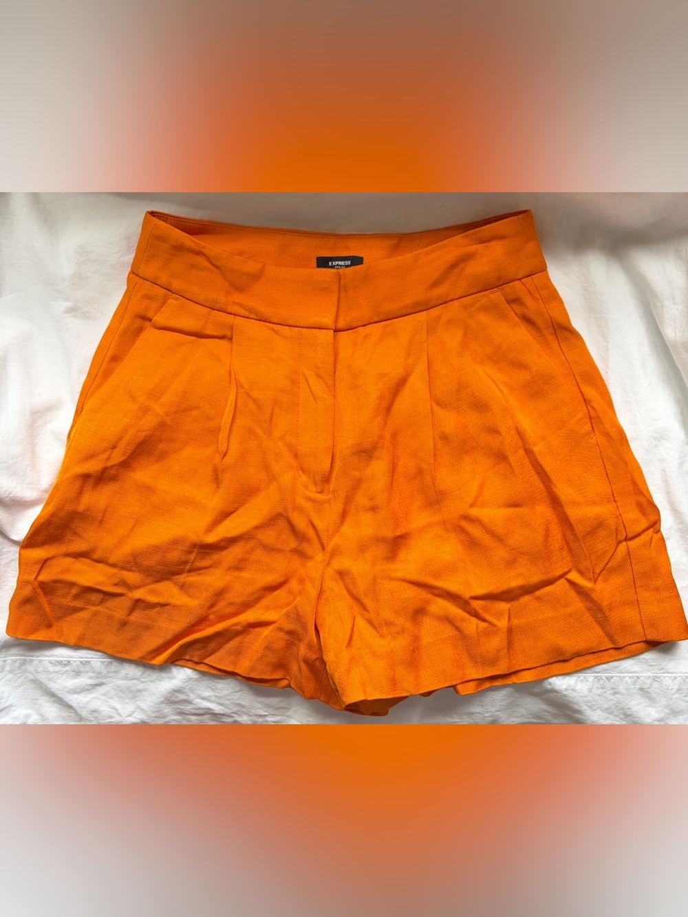 Express Stylist High Waisted Pleated Shorts Orange Size 0